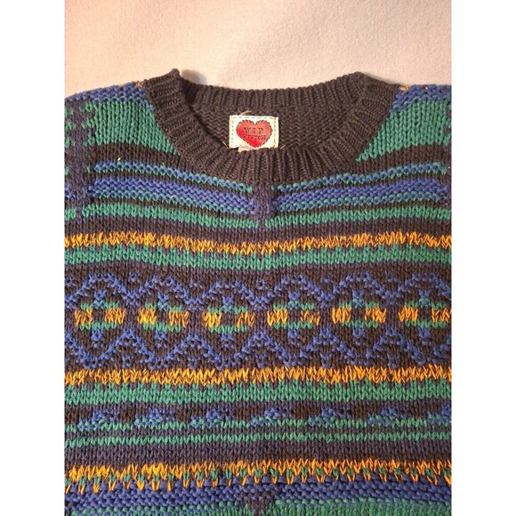 Vintage WIP Stitch Sweater  Womens Medium Ramie Cotton Blend Geometric Hearts - Picture 6 of 10